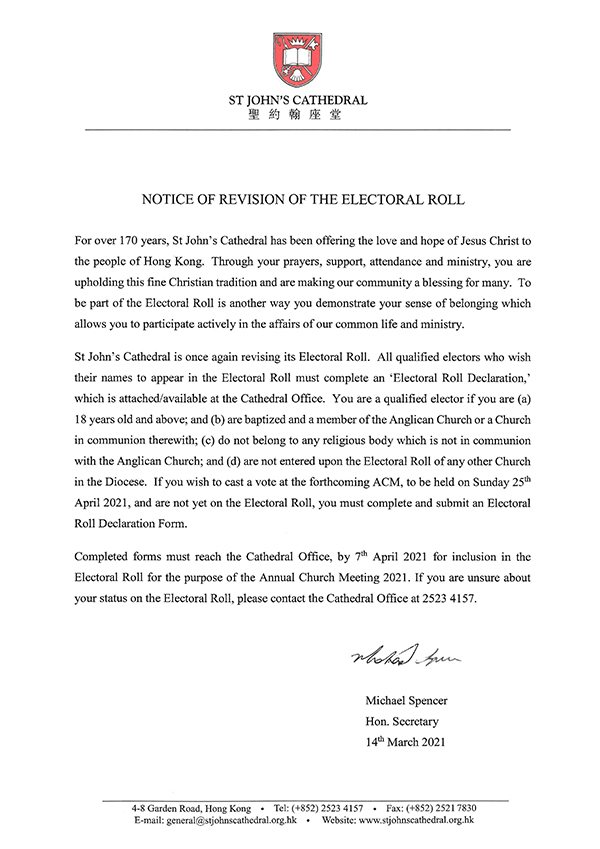 Notice of Electoral Roll 2021